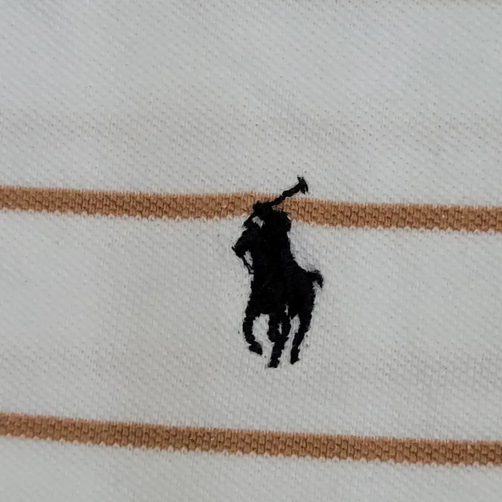 Ralph-Lauren Stripes Polo Shirt M/L 21x27 White Small-Pony